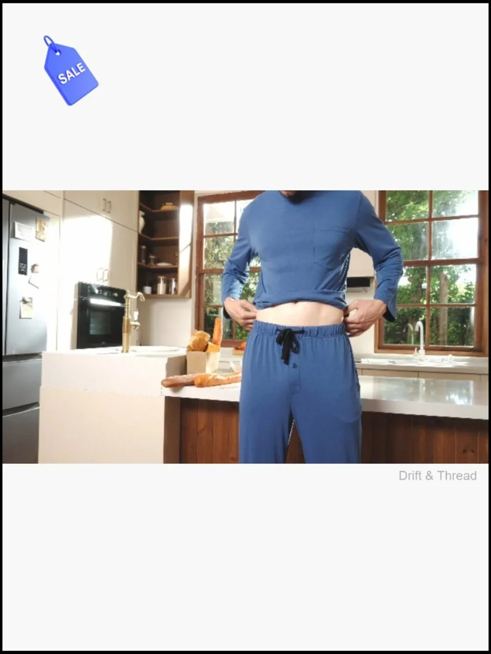 Men's Long Sleeve Pajama Set with Pockets - Soft Breathable Lounge Sleepwear